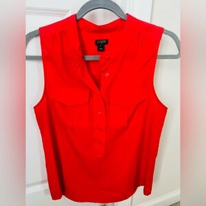 J. Crew Vibrant Red Sleeveless Blouse